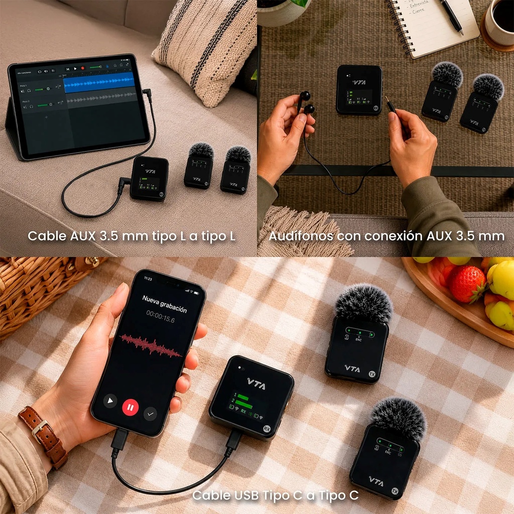 Kit de 2 Micrófonos de Solapa Inalámbricos VTA Creators