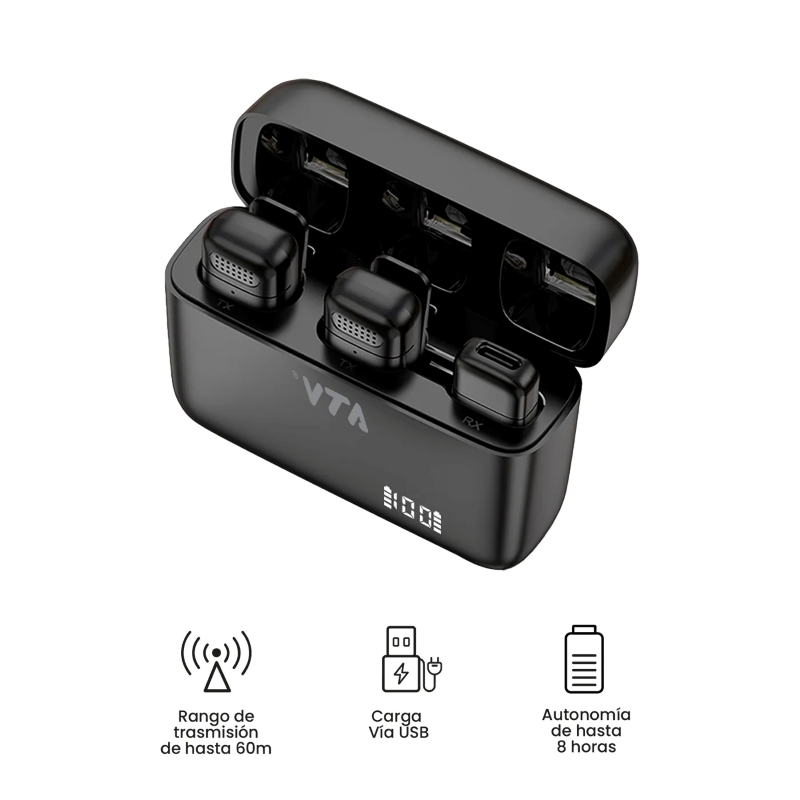 Kit de 2 Micrófonos de Solapa Inalámbricos VTA Creators