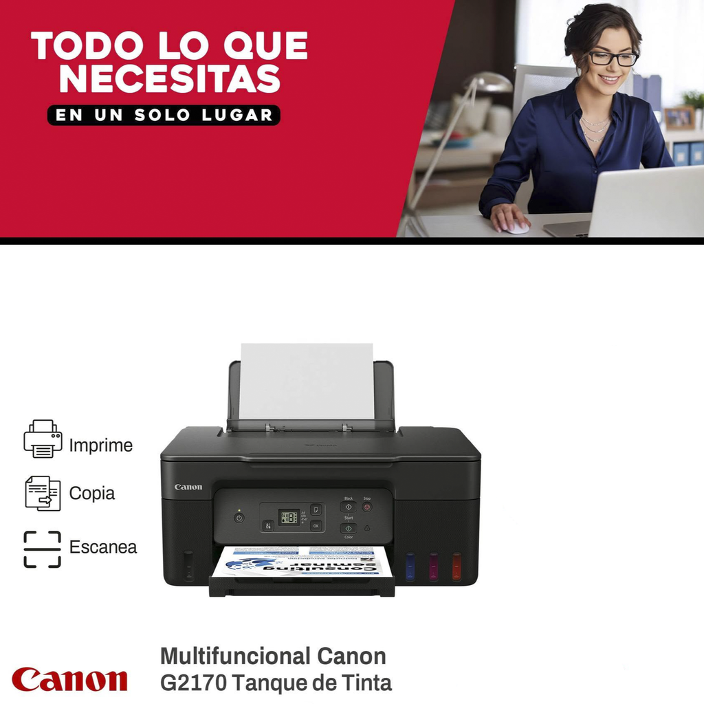 Impresora Multifuncional Canon PIXMA G2170 con Cable USB-A