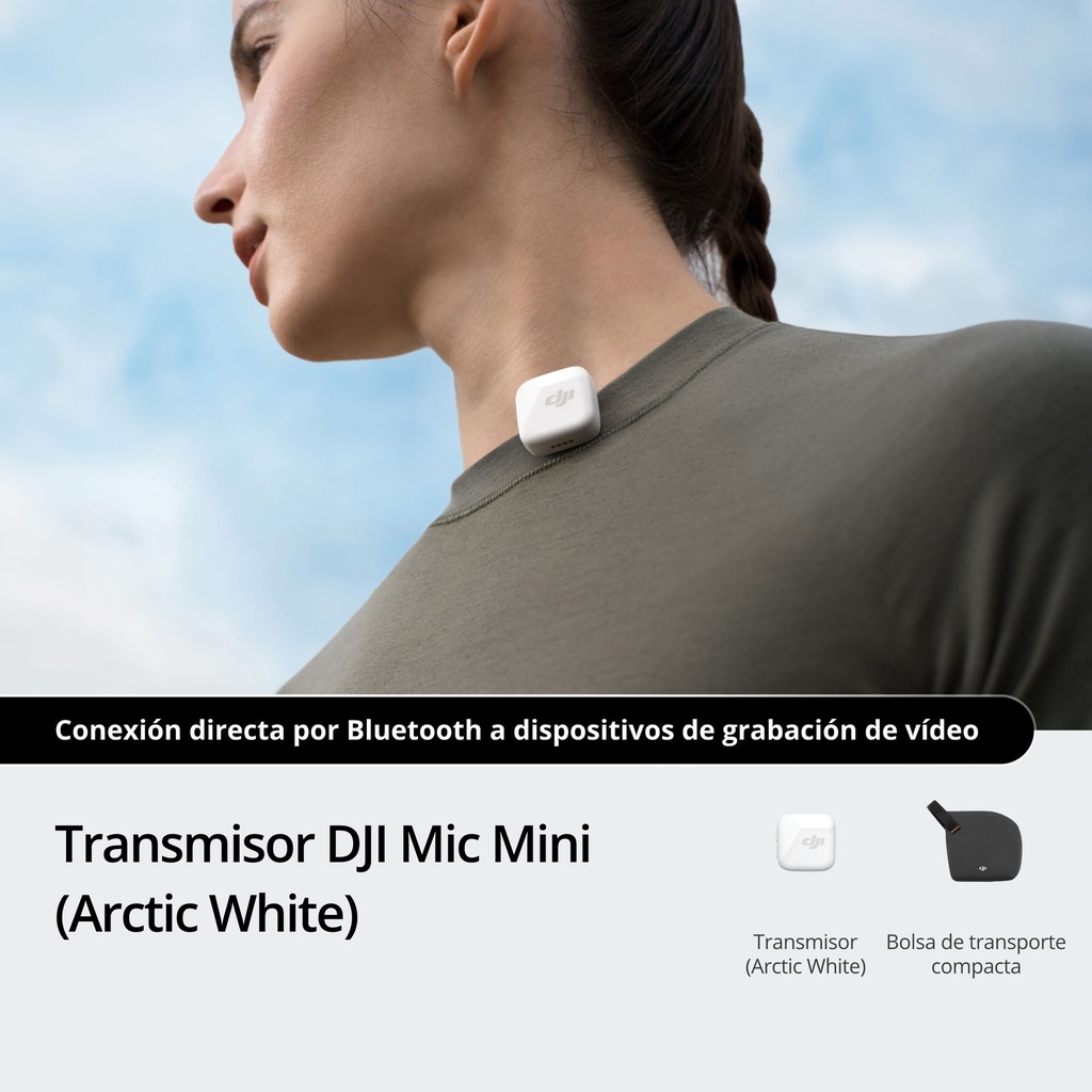 ​Micrófono Transmisor Profesional DJI Mic Mini (Arctic White) de Color Blanco Ártico​