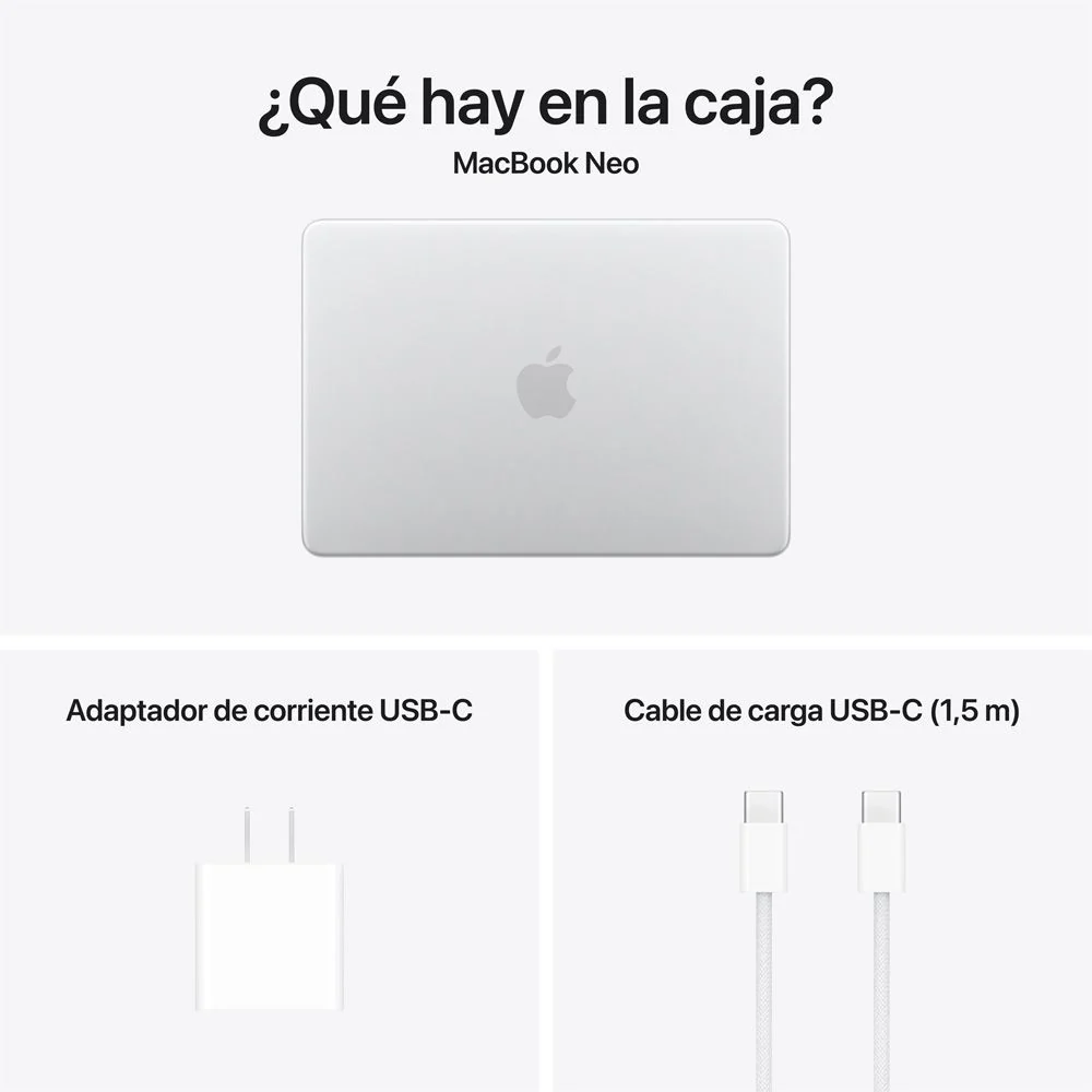 Laptop Apple MacBook Neo 13-inch A3404 de Color Plateado