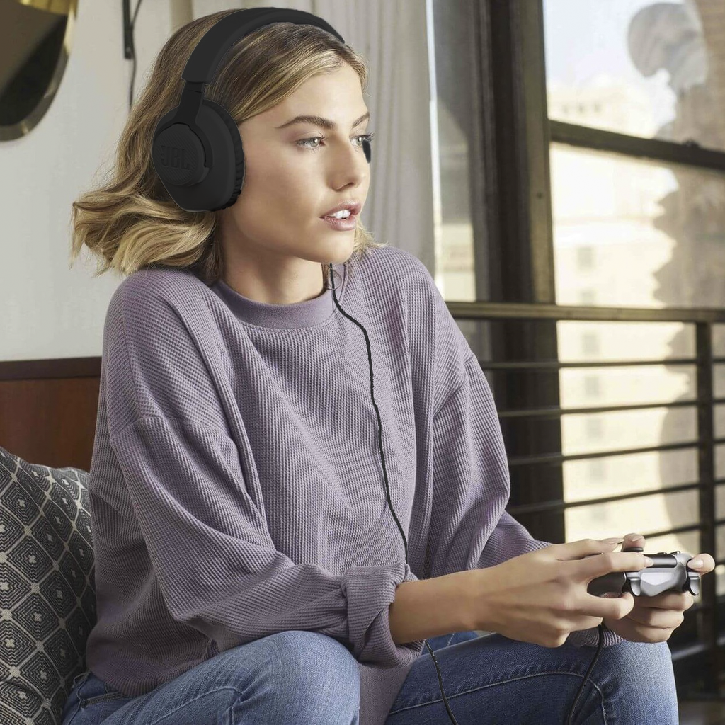 Audífonos Gamer JBL Quantum 100 M2 Black de Color Negro con Cable