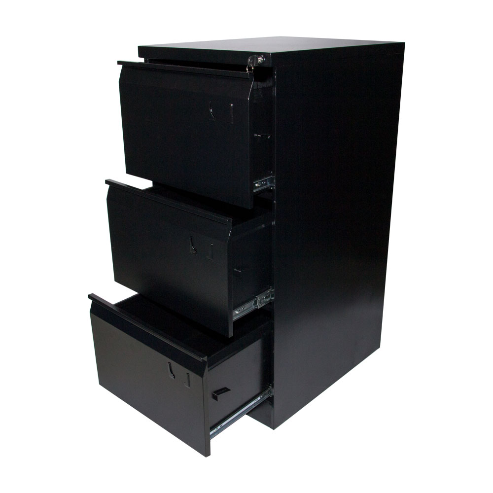 ARCHIVO DE 3 GAVETAS COLOR NEGRO CON LLAVE