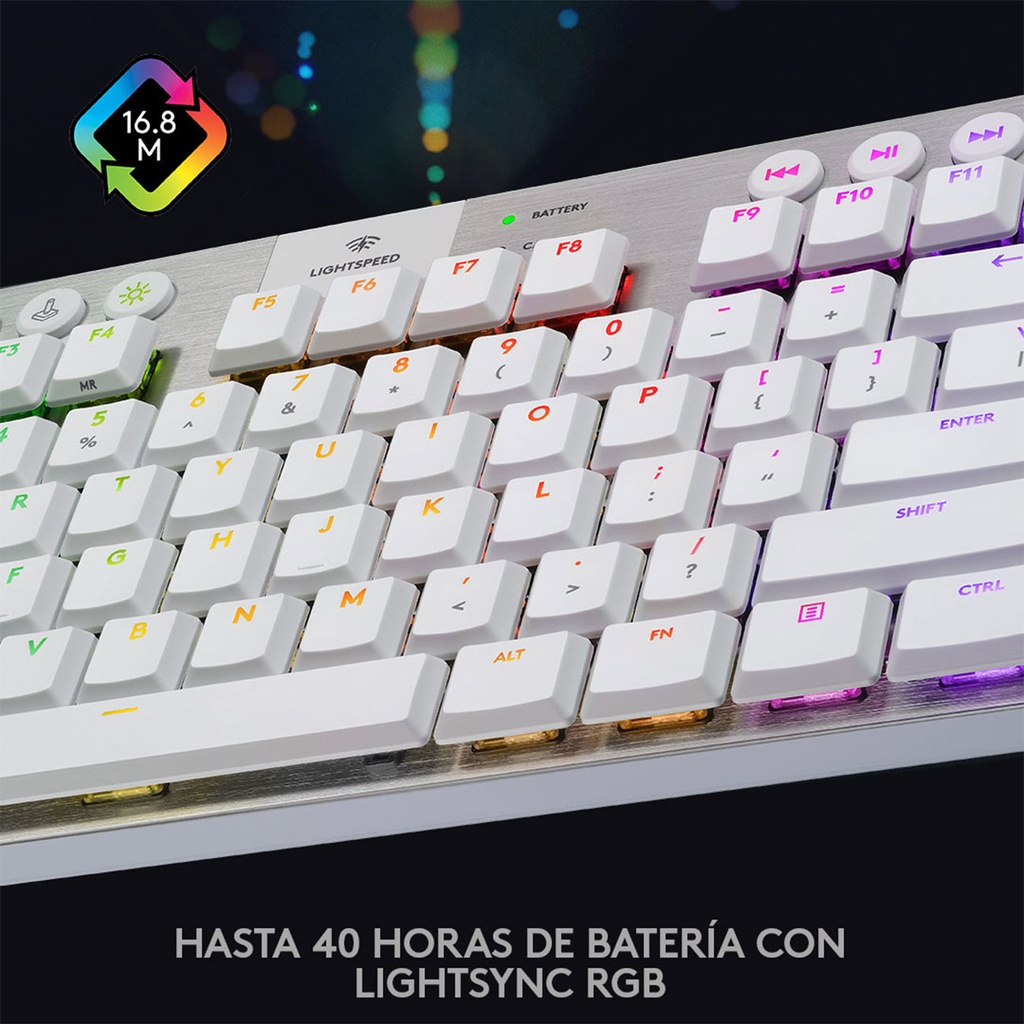 Teclado Gaming Inalámbrico Mecánico Logitech G G915 TKL Blanco