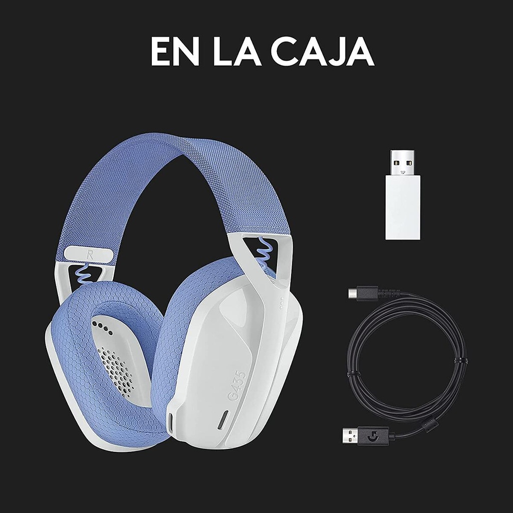 Audífonos Gaming Bluetooth Logitech G G435 Blanco Crudo y Lila