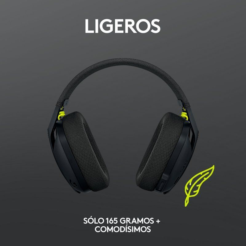 Audífonos Gaming Bluetooth Logitech G G435 Negro y Amarillo Fluorescente