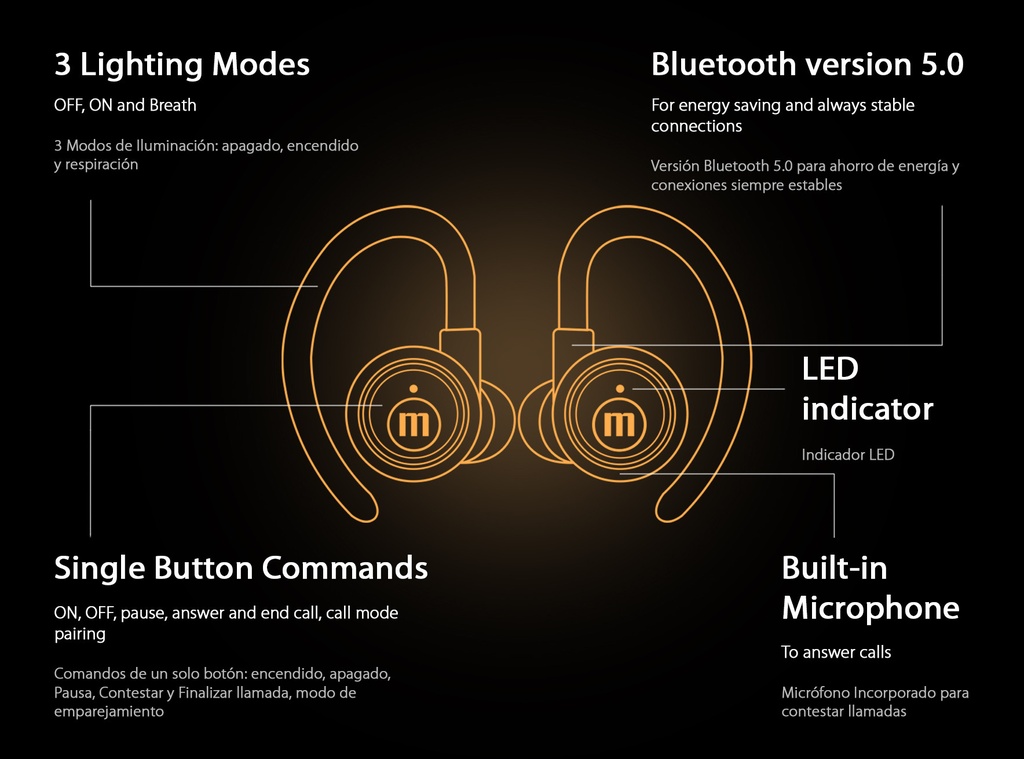 Audífonos Bluetooth Maxell Halo Sport