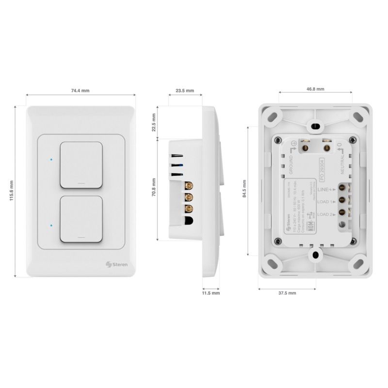 Apagador/Switch Doble Wi-Fi Steren SHOME-116