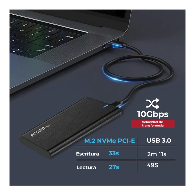 Enclosure para SSD M.2 NVME PCI-E Tipo C Argom Tech