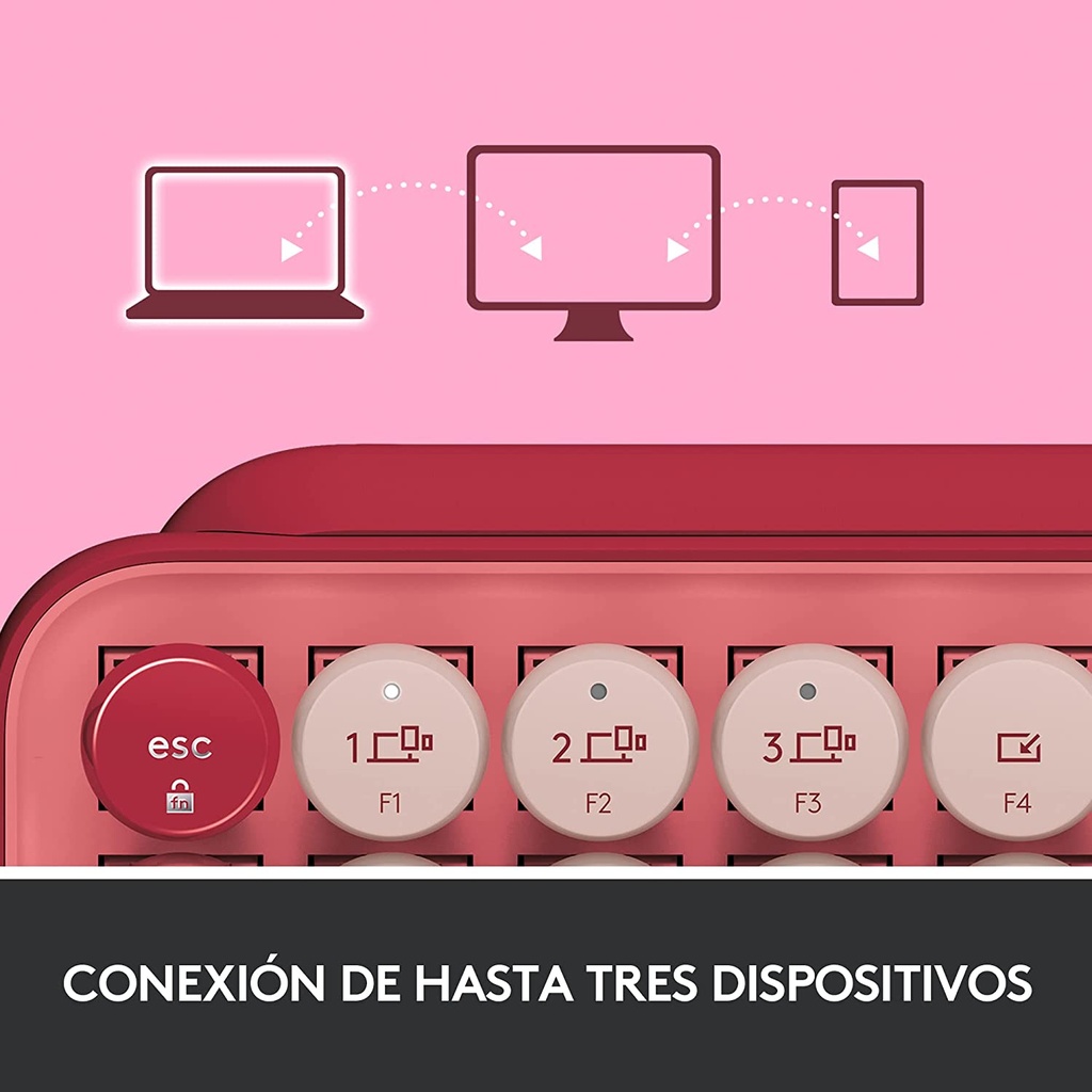 Teclado Mecánico Bluetooth Logitech Pop Keys Hearbreaker Rosa