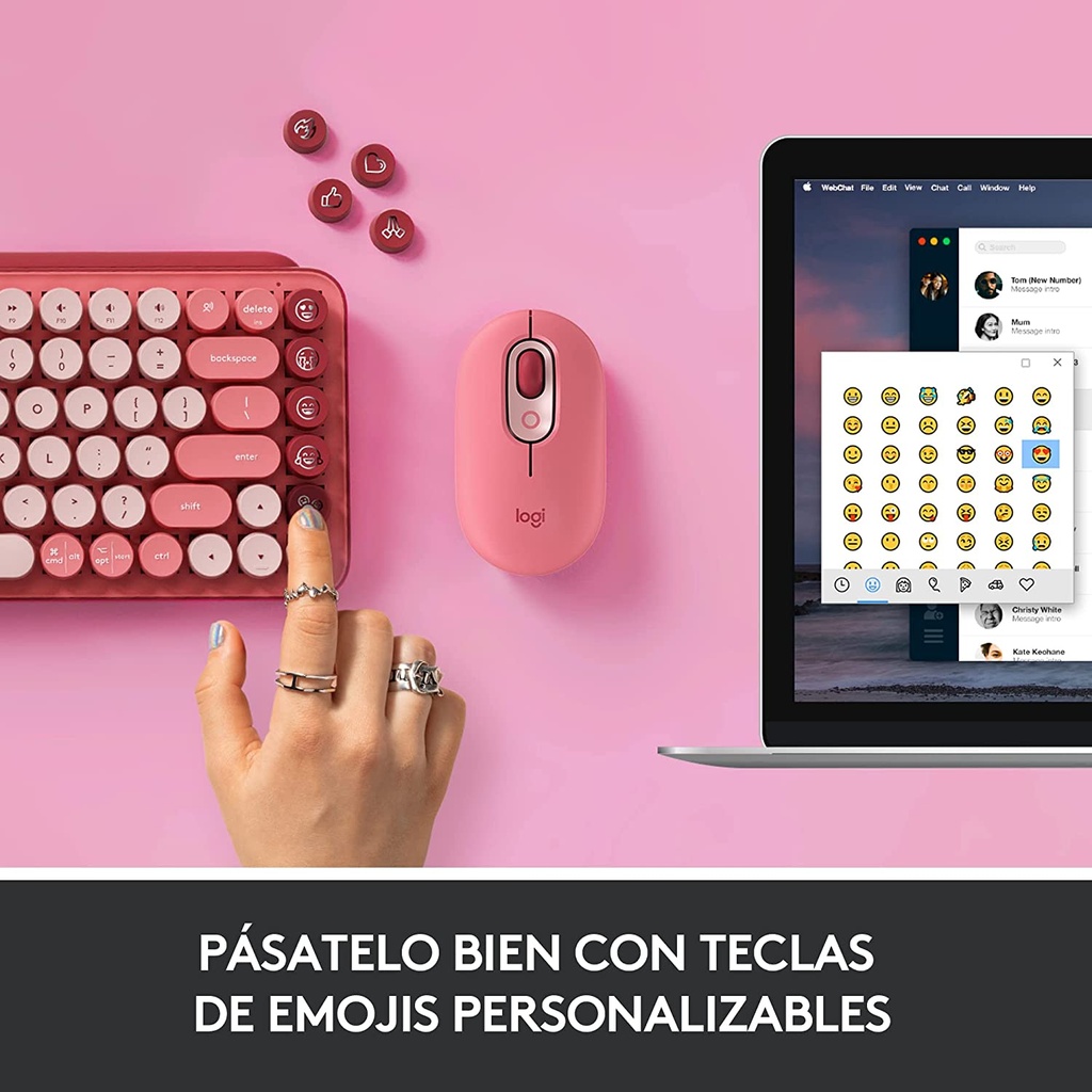 Teclado Mecánico Bluetooth Logitech Pop Keys Hearbreaker Rosa