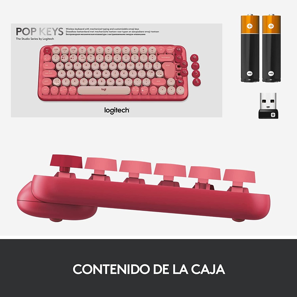 Teclado Mecánico Bluetooth Logitech Pop Keys Hearbreaker Rosa