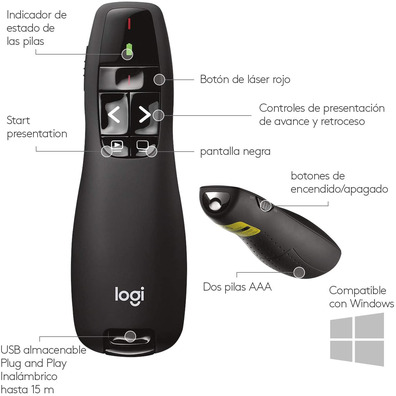 Presentador Logitech R400 Laser Presentation Remote