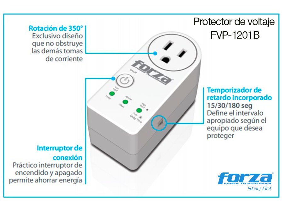Protector de Voltaje Forza Zion-2K10 de Color Blanco