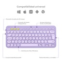 Teclado Bluetooth Logitech Multi-Device K380 Lavender Lemonade