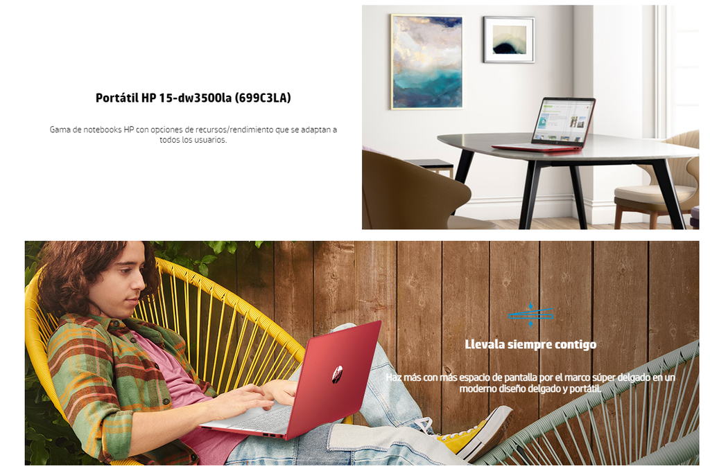 Laptop HP 15-dw3500la de Color Rojo