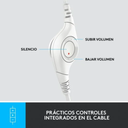 Audífonos Logitech H390 USB de Color Blanco Crudo