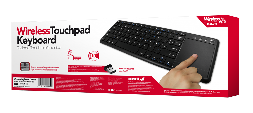 Teclado Inalámbrico Maxell Wireless Touchpad Keyboard