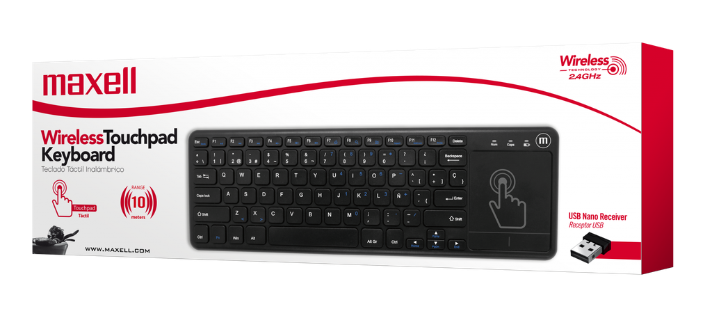 Teclado Inalámbrico Maxell Wireless Touchpad Keyboard