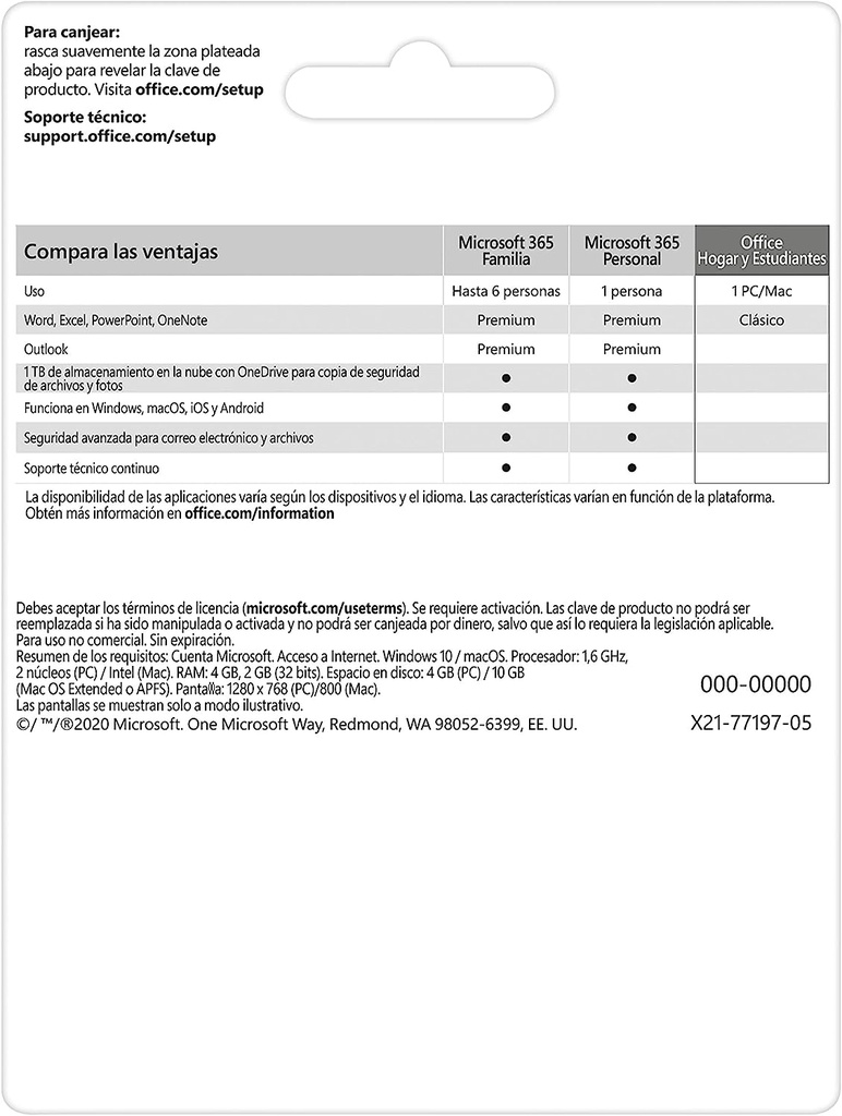 Licencia de Microsoft Office Hogar y Estudiantes 2019