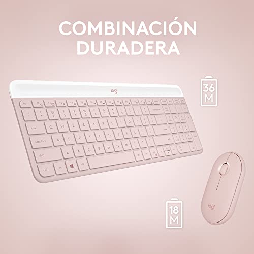 Mouse + Teclado Rosa Inalámbricos Logitech Slim Combo MK470