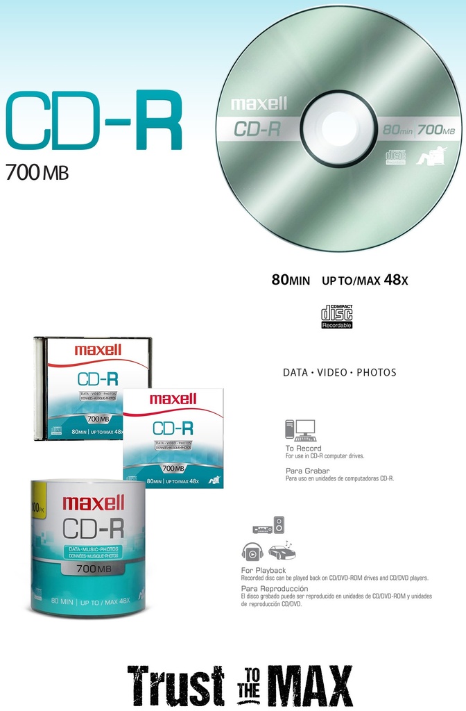 Disco CD-R 700 Slim Case 48X Maxell