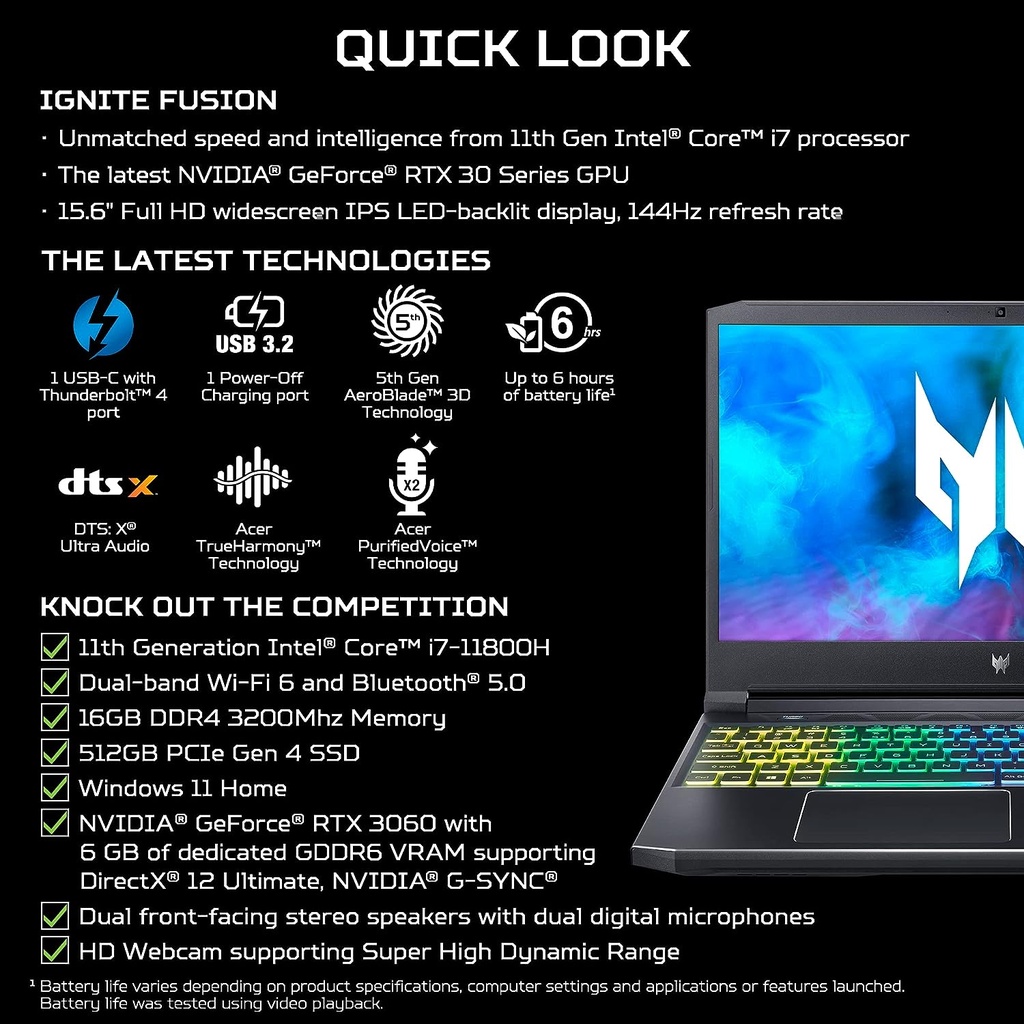 Laptop Predator Helios 300 PH315-54-70KS