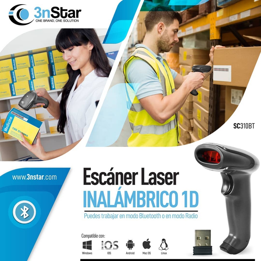 Lector de Códigos de Barras 3nStar Inalámbrico