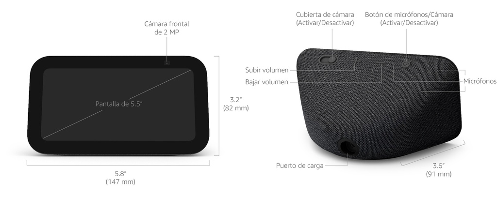 Pantalla Inteligente  Alexa Echo Show 5 Charcoal de Tercera