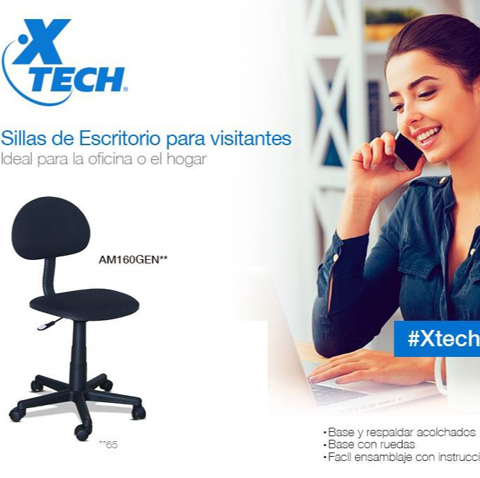 Silla Xtech de Color Negro para Estudiantes