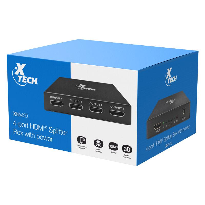 MULTIPLICADOR HDMI® DE 4 PUERTOS CON ALIMENTACIÓN DE CORRIENTE