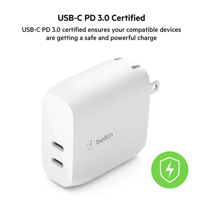 CARGADOR DE PARED DUAL USB-C PD DE 40 W