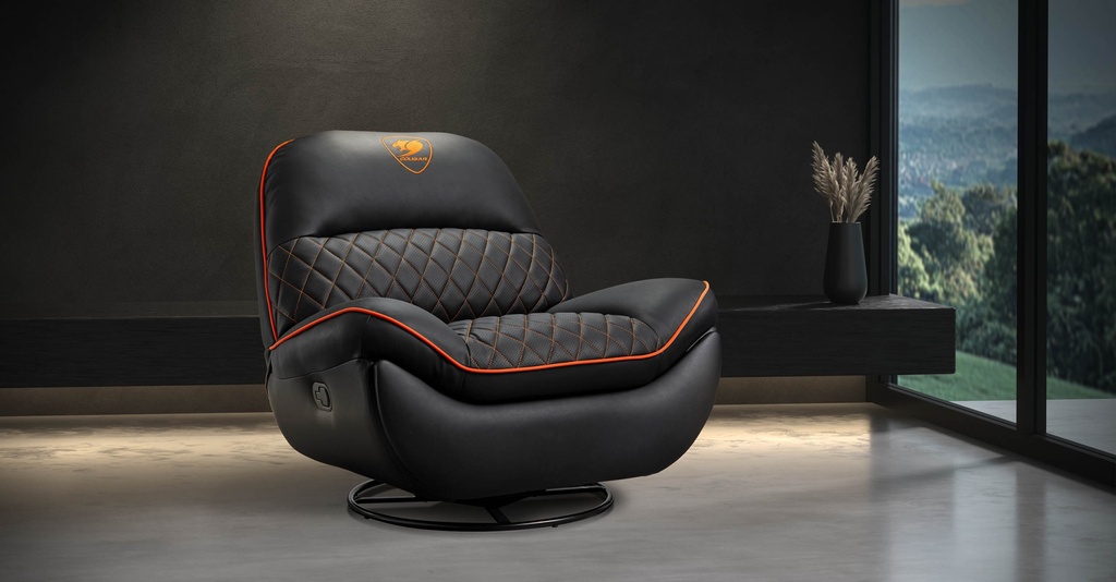 SOFÁ GAMING COUGAR OVERLORD NEGRO-NARANJA