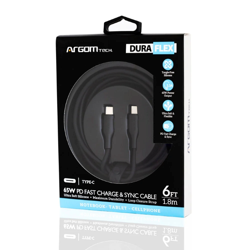 Cable USB-C Macho a USB-C Macho Argom Tech de 1.8m