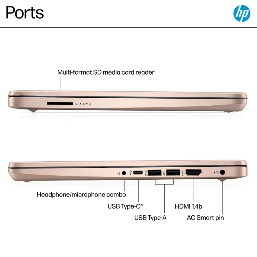 Laptop HP 14-dq6015dx Pale Rose Gold de Color Rosado