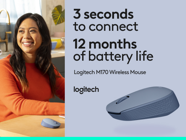Mouse Inalámbrico Logitech M170 Gris Azulado Blue Gray