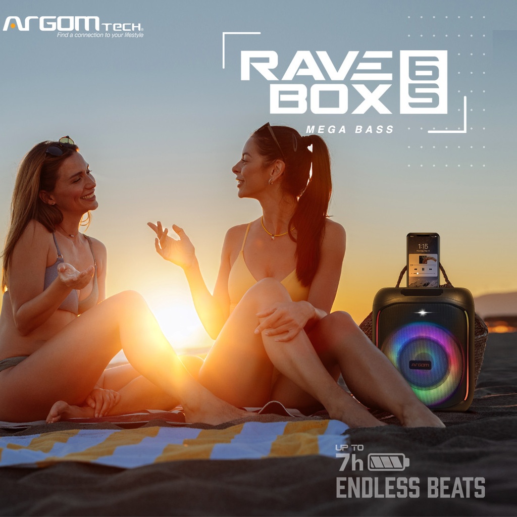Bocina Recargable Bluetooth Argom Tech Rave Box 65