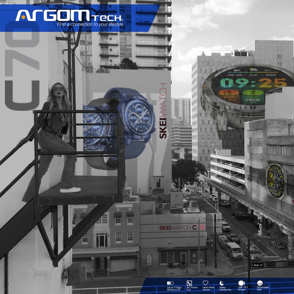 Smart Watch Argom Tech SkeiWatch C70 de Color Azul