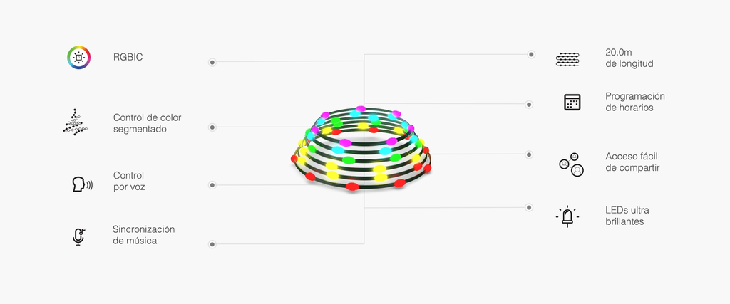 Luces Navideñas Inteligentes Nexxt con Wi-Fi