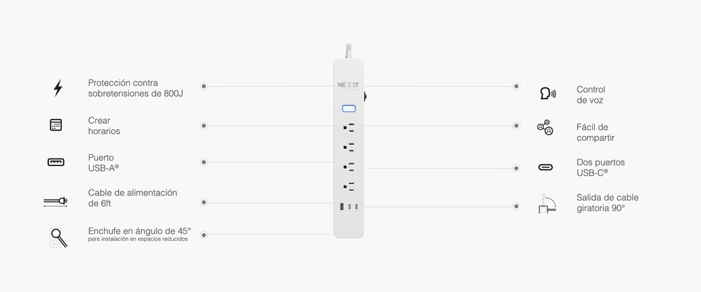 Protector de Sobretensión Inteligente Wi-Fi Nexxt