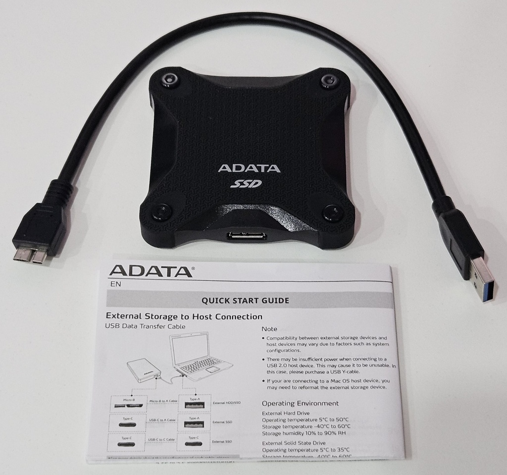 Unidad de Estado Sólido Externa Adata SD620-512GCBK de 512 GB