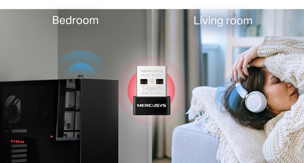 Receptor Bluetooth 5.3 USB-A Mercusys MA530(UN) Ver:1.0 para Computadora