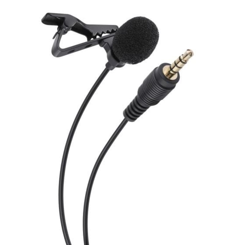 Micrófono de Solapa de Jack (Auxiliar) 3,5 mm Steren de Color Negro para Smartphones