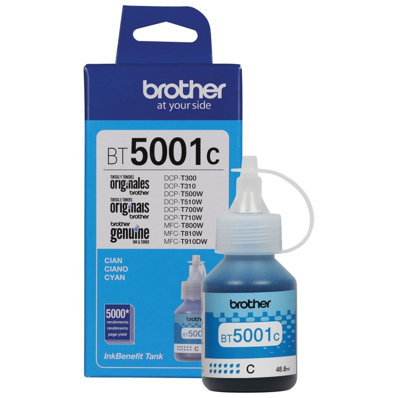 Botella de Tinta Brother BT5001C de Color Cian