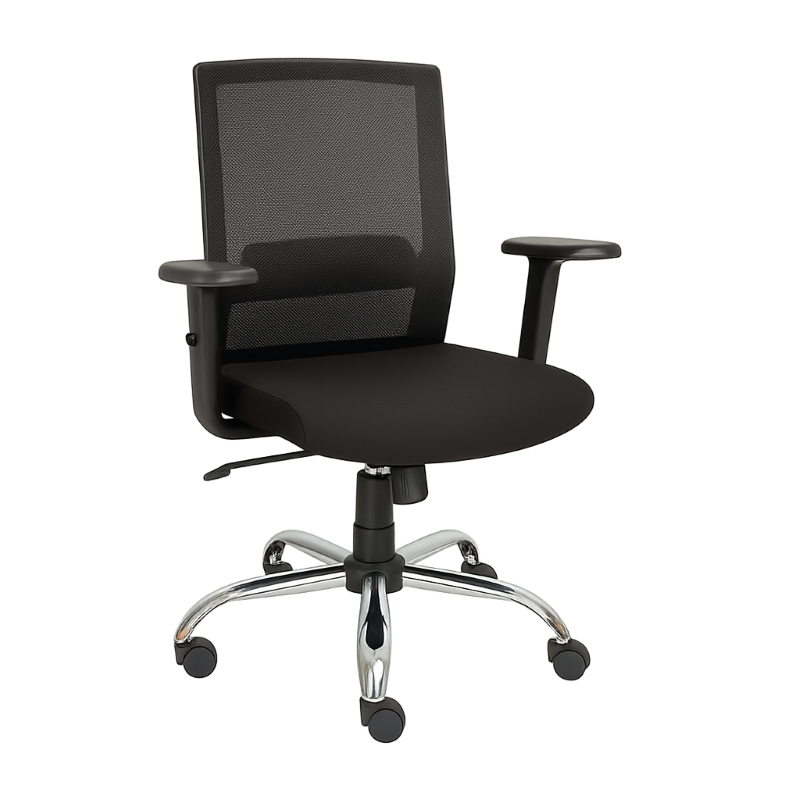 Silla Secretarial con Brazos Ajustables Dorasol Color Negro