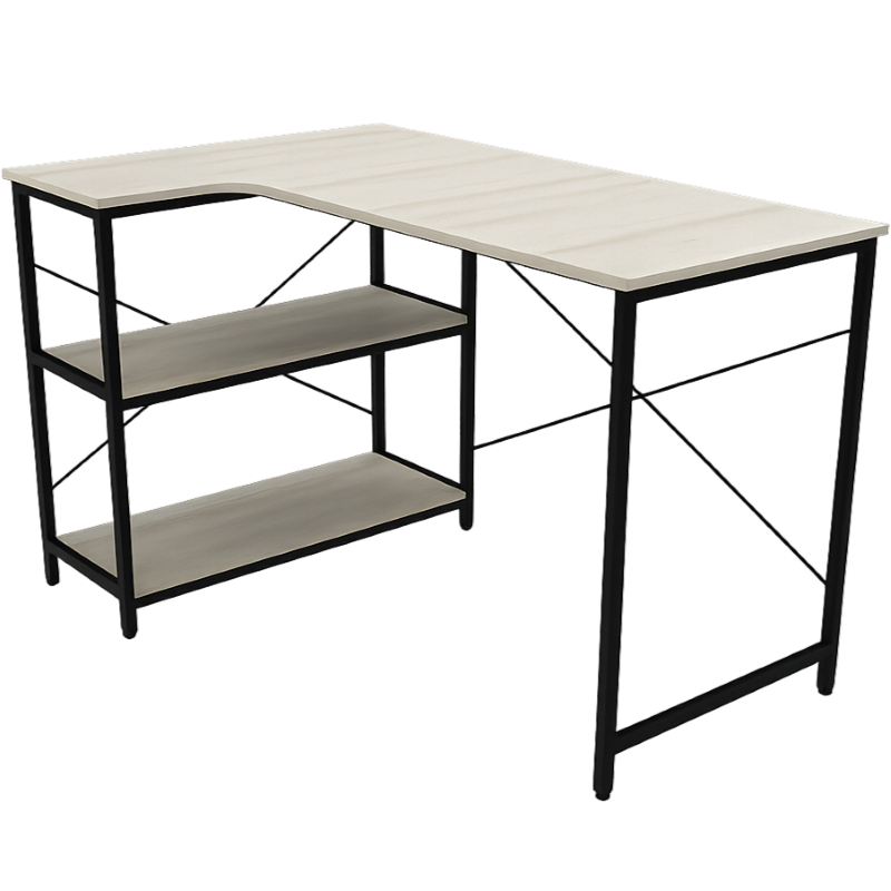 Escritorio Xtech en L de Un Nivel con Estantes para Computadora