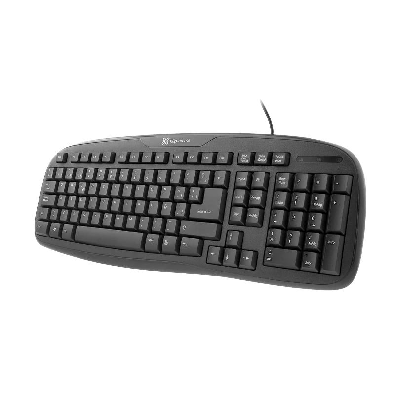 ​Teclado Klip Xtreme Stylus de Color Negro con Cable USB-A