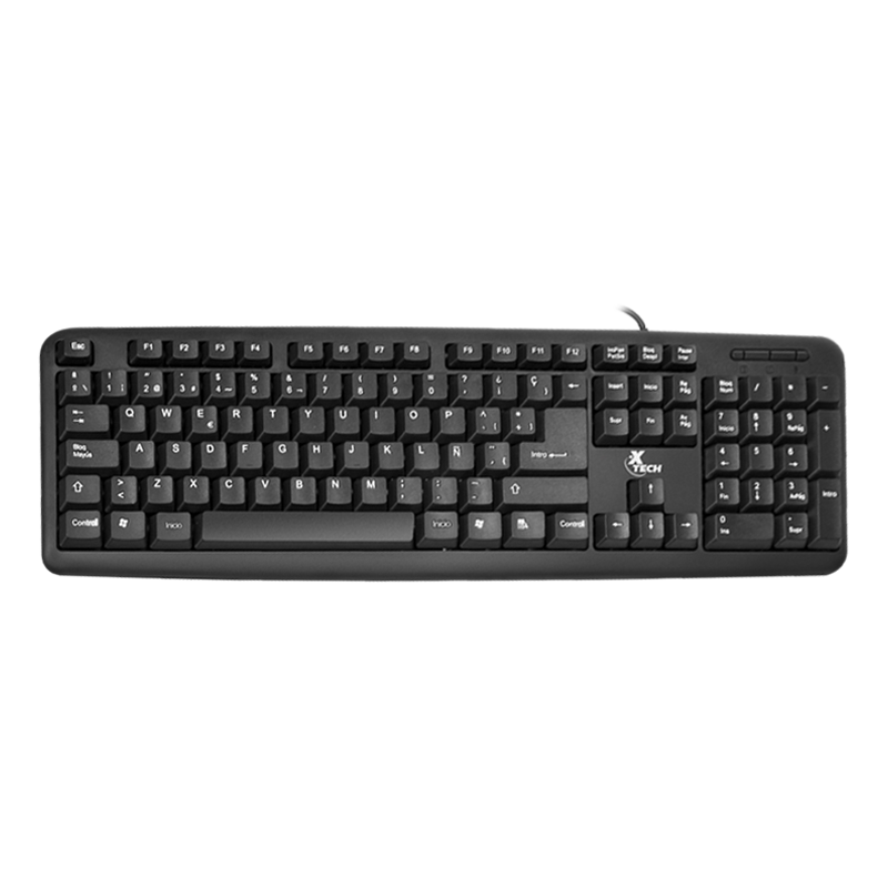 Teclado Estándar Xtech de Color Negro con Cable USB-A