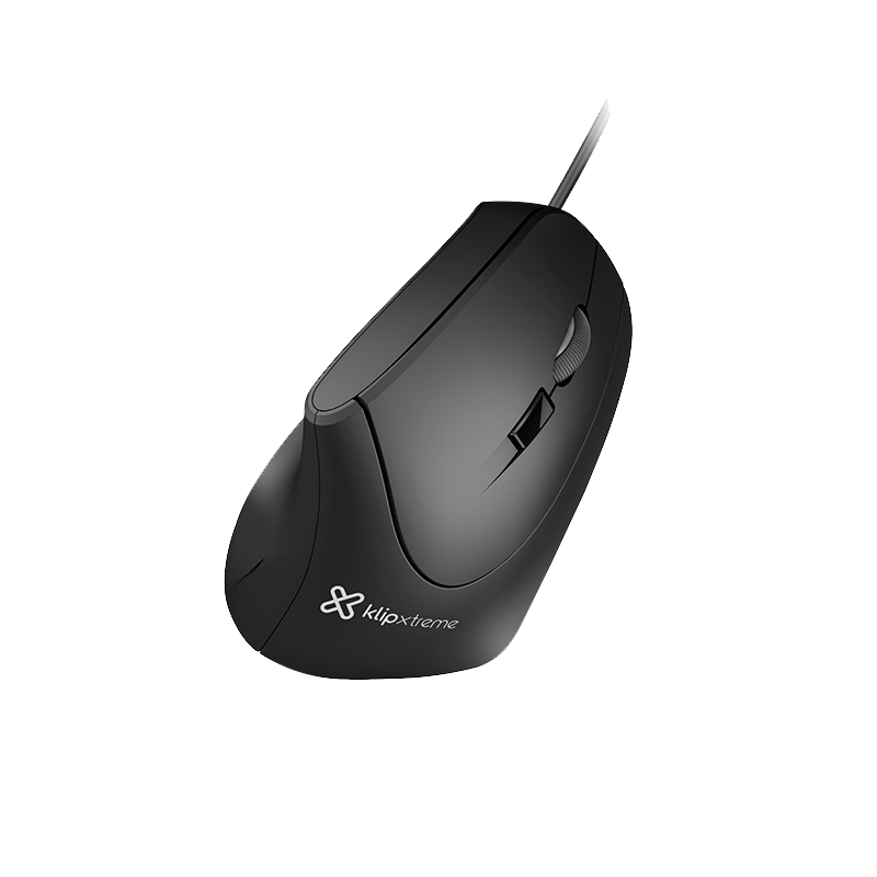 Mouse Ergonómico Klip Xtreme Krown Negro con Cable USB-A
