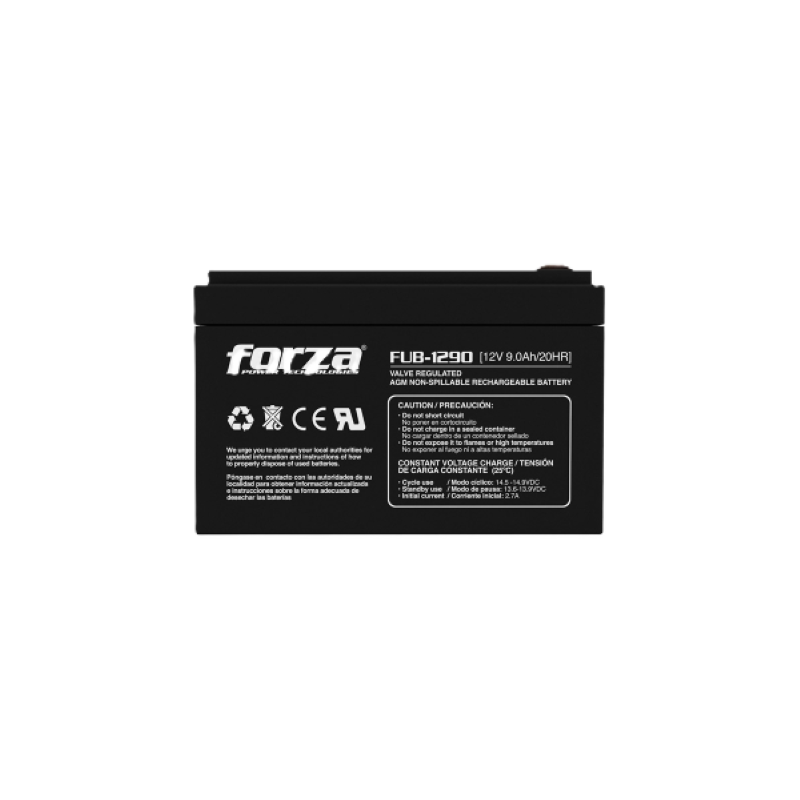 ​Batería Forza Ácido Plomo Sellada​ de 12 Voltios y 9 Amperios de Color Negro para UPS